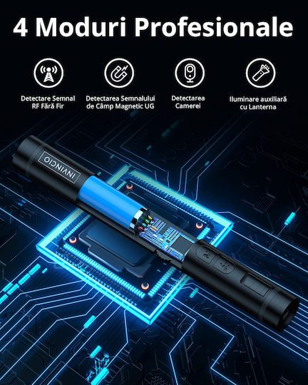 Invincio Detector Portabil Microfon Cameră Spion 12 Niveluri De Detectare Indicator Led Sunet Detectează Gps Gsm Localizatoare Dispozitive De Ascultare Alte Surse Ascunse Frecvențe 100 Micro Hz-8 Ghz Negru Mat