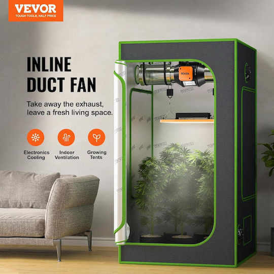 Ventilator Duct Pentru Aerisire Controler Temperatură Umiditate 205 Cfm Motor Ec 21 W 220m³/h Răcire Corturi De Cultivare Hidroponie Vevor