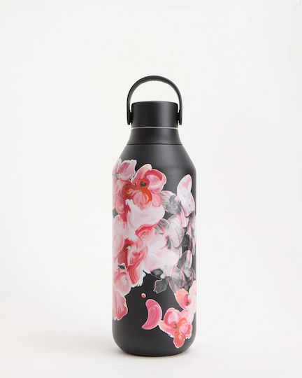 Chilly's Series 2 Botanical Stainless Steel Thermos Bottle BPA Free 500ml Glass Pansy