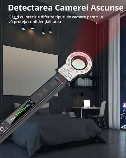 Invincio Cameră de Supraveghere cu Microfon Detector Portabil 12 Niveluri de Detecție Indicator Sonor Led Detectează Localizatoare Gps Gsm Înregistratoare Voci Alte Surse Ascunse Frecvențe 100 Micro Hz-8 Ghz Negru