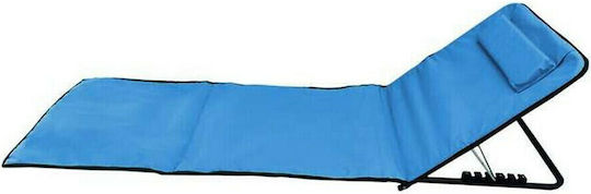 Summer Club Blue Foldable Metallic Beach Sunbed with Pillow 165x54x38cm