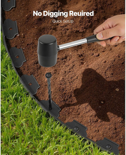 Vevor Plastic Landscape Edging Garden Edging 600 X 5 Cm 120 Nails No Dig Flexible Lawn Edging Rolls UV Resistant Mini Fence Edging Path Edging Flower Beds Yard Paving