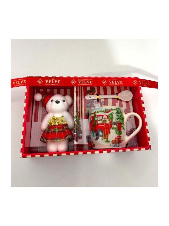 Velve Ornament de masă de Crăciun Cană Ceramic L22xW14xD8cm.