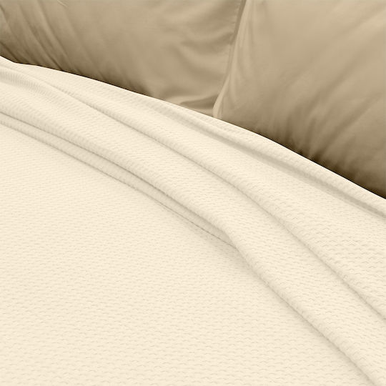 Lino Home Κουβέρτα Πικέ Μονή 170x240εκ. Εκρού