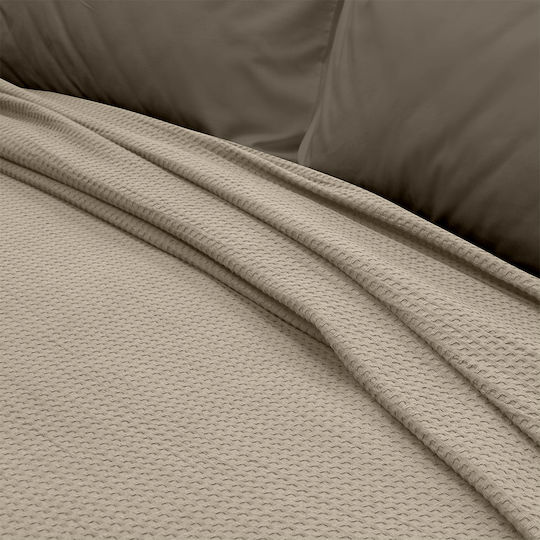 Lino Home Cocoon Piqué Decke Übergröße 240x260cm Braun