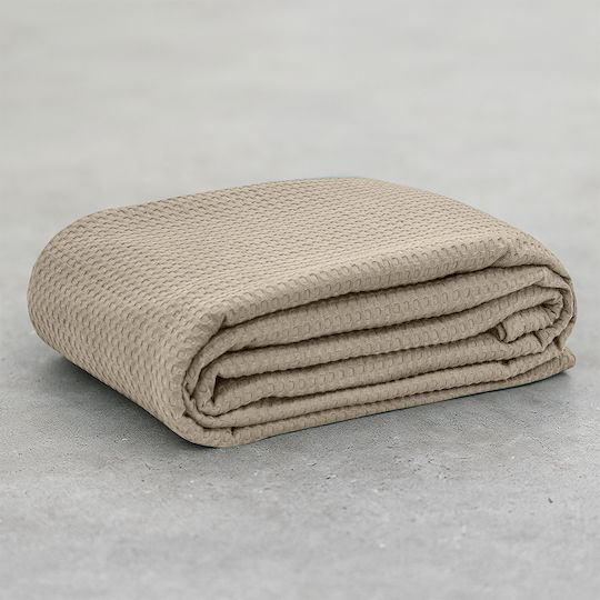 Lino Home Cocoon Piqué Decke Übergröße 240x260cm Braun