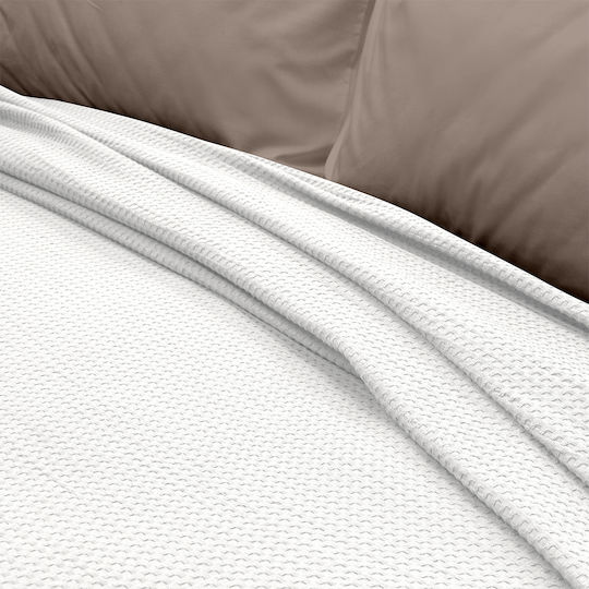 Lino Home Cocoon Κουβέρτα Πικέ Υπέρδιπλη 220x240εκ. Λευκό