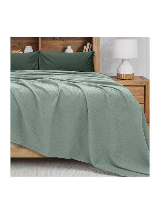 Lino Home Cocoon Pique Double Blanket 220x240cm Mint