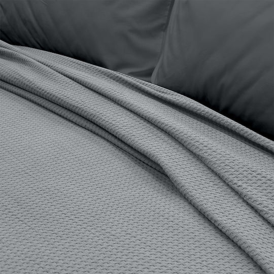 Lino Home Cocoon Κουβέρτα Πικέ Υπέρδιπλη 240x260εκ. Γκρι