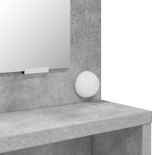 Masuta De Toaleta De Podea Din Lemn Gri Cu Oglindă 80x39.5x135cm