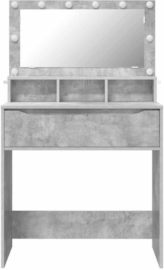 Masuta De Toaleta De Podea Din Lemn Gri Cu Oglindă 80x39.5x135cm