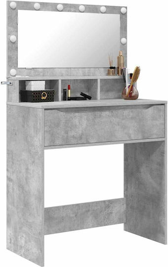 Masuta De Toaleta De Podea Din Lemn Gri Cu Oglindă 80x39.5x135cm