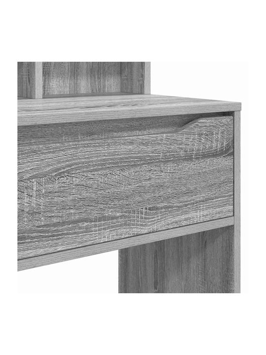 Bodenstehende Schminktisch Schlafzimmer Holz Grau mit Spiegel 80x39.5x135cm