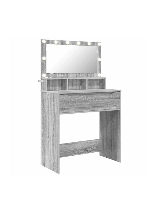 Bodenstehende Schminktisch Schlafzimmer Holz Grau mit Spiegel 80x39.5x135cm