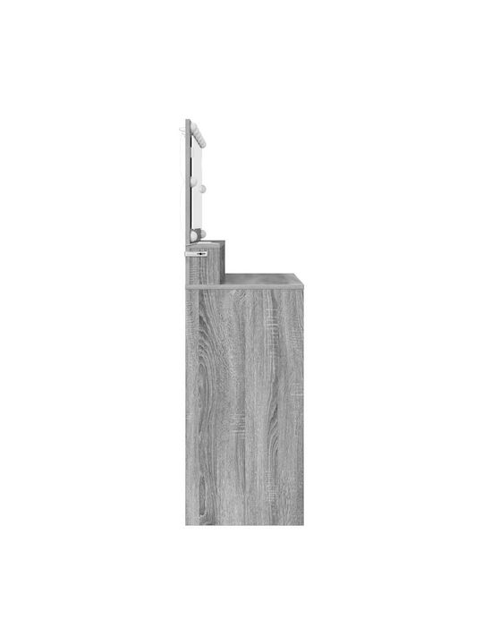 Bodenstehende Schminktisch Schlafzimmer Holz Grau mit Spiegel 80x39.5x135cm