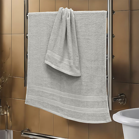 Lino Home Σετ Πετσέτες Μπάνιου 2τμχ Marea Lgrey Βάρους 480gr/m²