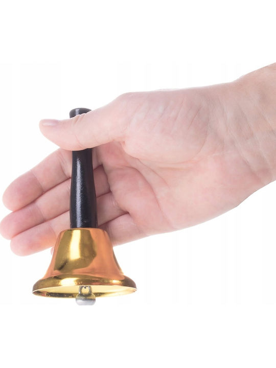Goldene Metallglocke mit Holzgriff 12cm
