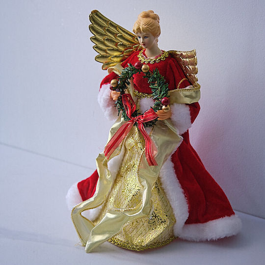 Decorațiune De Crăciun Regina Zăpezii Vârf De Brad Roșu Auriu 30cm