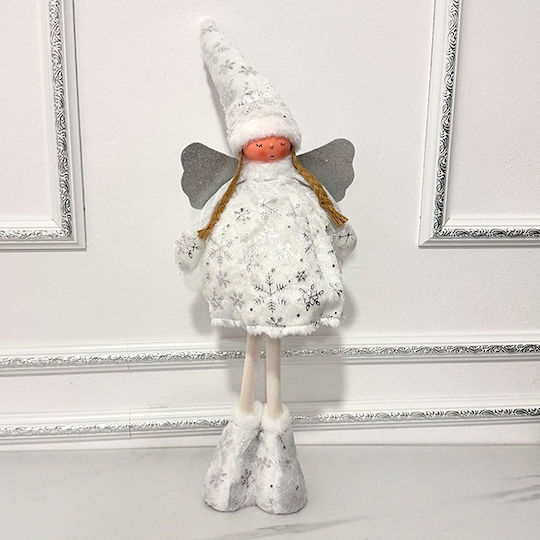 Păpușă Elf De Decor Tematic În Costum De Înger Albă 65 Cm