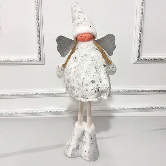 Păpușă Elf De Decor Tematic În Costum De Înger Albă 65 Cm