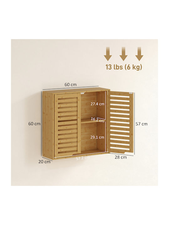HomCom Oglindă de Baie cu Raft & Dulap 60x20cm