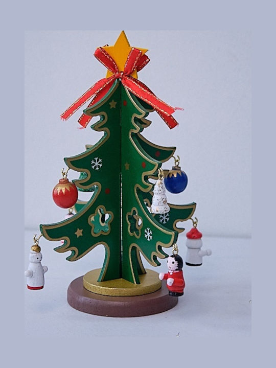 Cutie Muzicală în Formă de Brad pentru Decor de Crăciun Miniatură cu Globuri Verzi 25 X 11cm Catifea