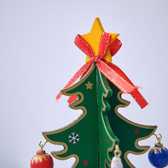 Christmas Decoration Musical Tree-shaped Box Miniature Baubles Green 25 X 11cm Velve
