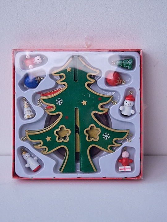 Cutie Muzicală în Formă de Brad pentru Decor de Crăciun Miniatură cu Globuri Verzi 25 X 11cm Catifea