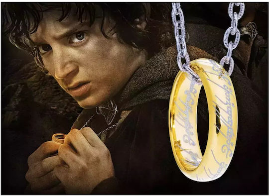 The Noble Collection Lord of the Rings: Der Eine Ring vergoldete Halskette aus Sterlingsilber Replik Artikel Länge 50,8 cm