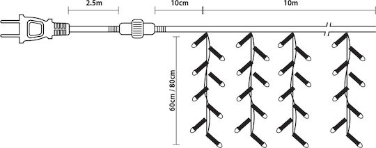 1440 Lichterketten LED 10m. x 50cm Kaltes Weiß Typ Vorhang