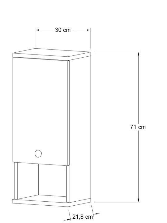 Megapap GP052-0239 2 Wall Mounted Wooden Bathroom Shelf 30x21.8x71cm
