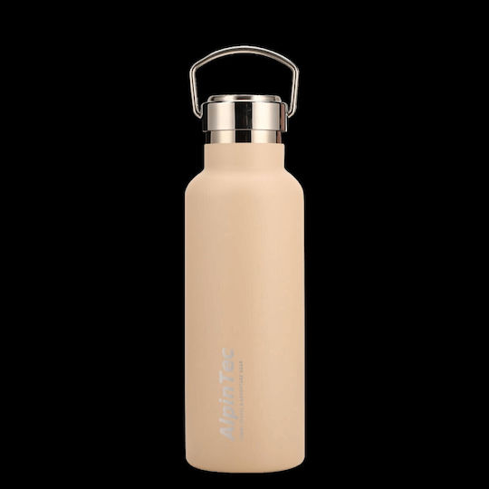 AlpinPro Recyclable Thermos Bottle Plastic / Stainless Steel BPA Free 550ml Ivory Jade White
