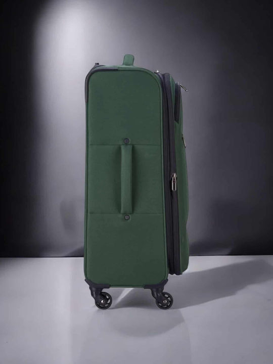 Securitech Fabric Suitcases Vanguard Green With 4 Wheels Set Of 3 Pieces