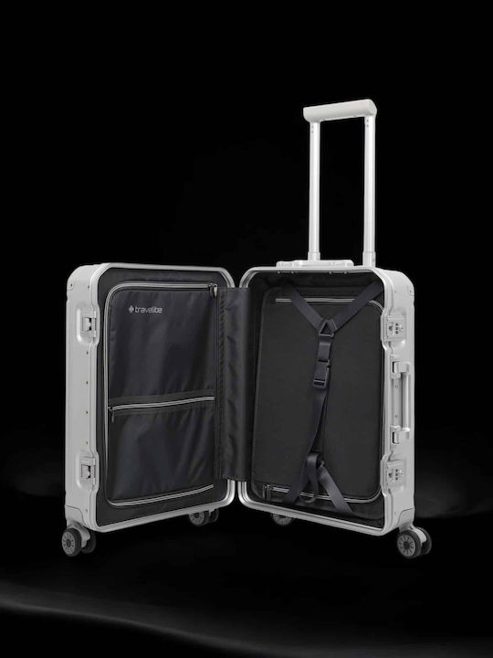 Travelite Travel Suitcase Cabin Hard Silver with 4 Wheels Height 55cm