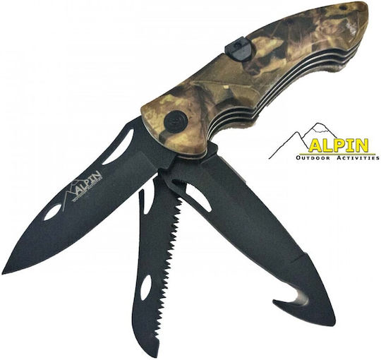 Alpin Survival Pocket Knife Survival Khaki in Sheath