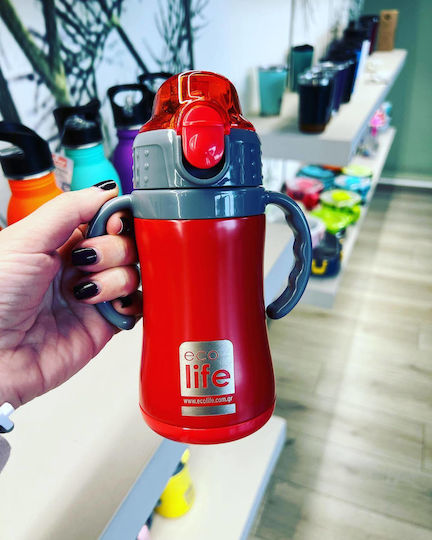 Ecolife Παιδικό Παγούρι Θερμός Ανοξείδωτο με Καλαμάκι Κίτρινο 300ml