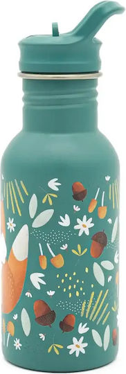 Sassi Junior Fox Kids Water Bottle Stainless Steel with Straw 500ml (Various Designs/Colours)