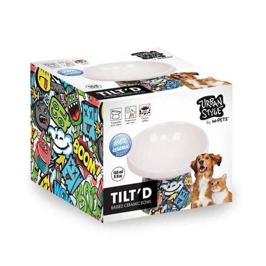 Κεραμικό Μπολ Σκύλου & Γάτας M-pets Urban Style Tilt'd Raised 250ml Πολύχρωμο