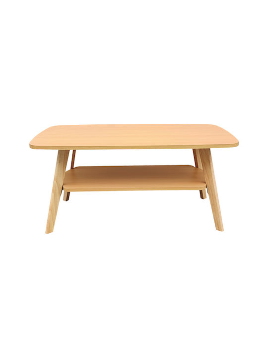 Rectangular Central Coffee Table Komela Made of Solid Wood Natural Shade W100xD48xH45cm