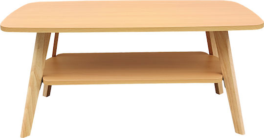 Rectangular Central Coffee Table Komela Made of Solid Wood Natural Shade W100xD48xH45cm