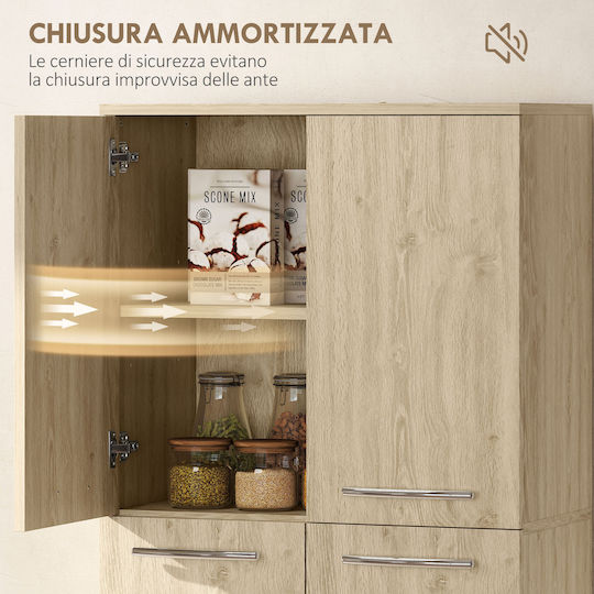 HomCom Bathroom Cabinet L59xW31xH155cm Oak