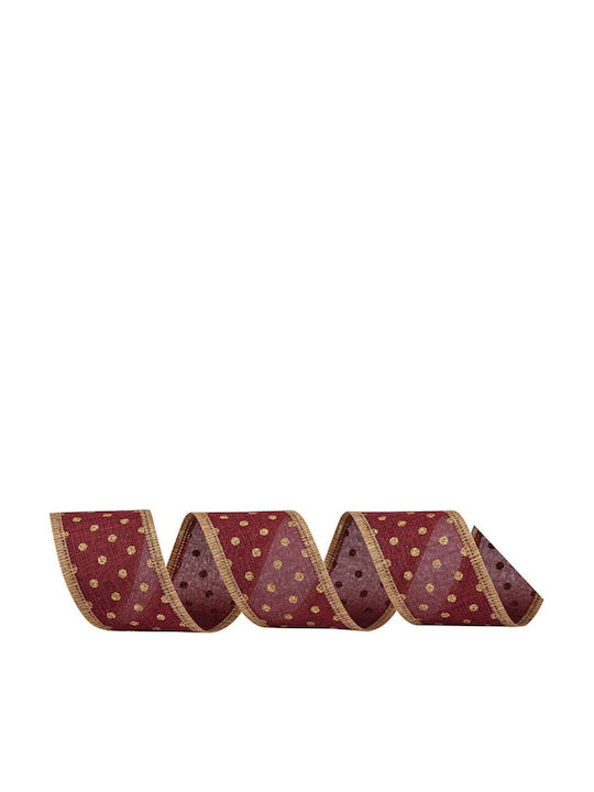 Lianos Christmas Decorative Ribbon Bordeaux Polka Dot Christmas Ribbon Burgundy 6pcs