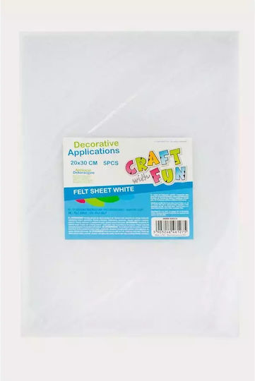 Craft Fun Cf Foaie Decorativă Din Fetru 20x30/5 Bucăți Albă 40/80