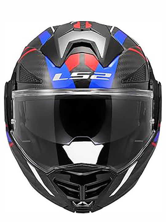 LS2 FF901 Advant X Carbon Future II Gloss White/Blue Motorradhelm Modular ECE 22.06 1550gr mit Sonnenblende
