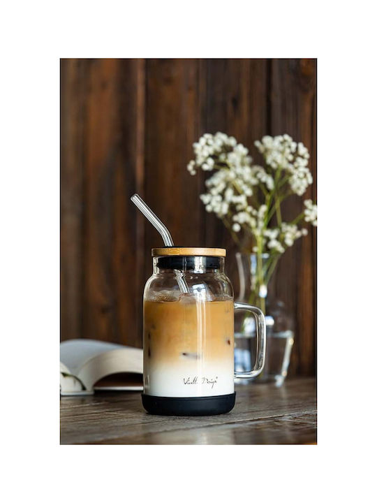 Vialli Design Pahar pentru apa din Sticlă cu pai 600ml