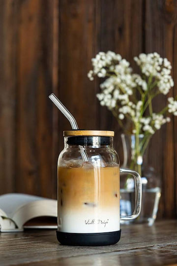 Vialli Design Glass Water made of Glass with straw 600ml