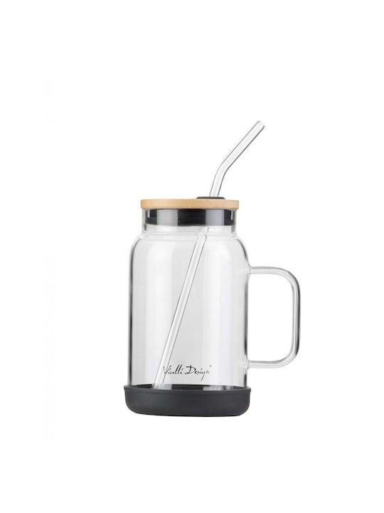 Vialli Design Pahar pentru apa din Sticlă cu pai 600ml