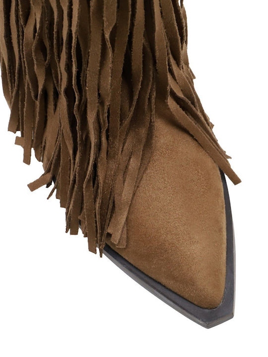 Women's Ankle Boots Cowboy with Medium Heel Camel