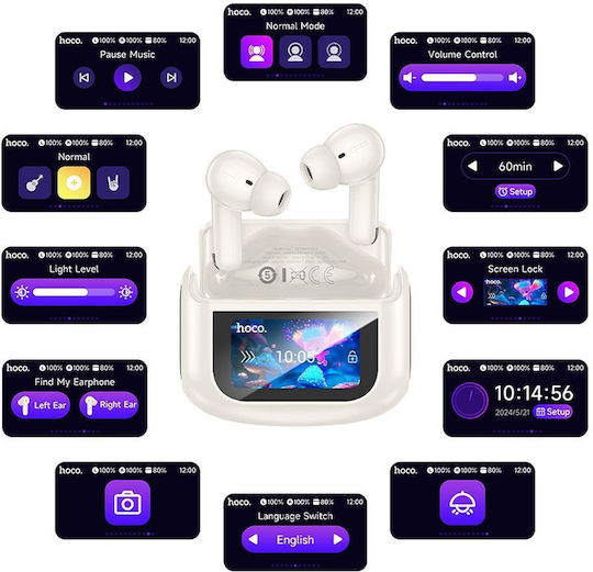 Hoco EQ21 In-ear Bluetooth Handsfree Earphones with Charging Case White