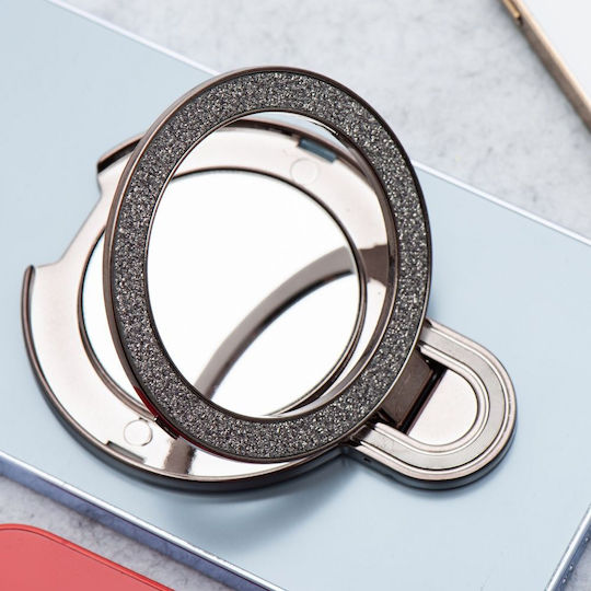 Phone Stand Circle Mirror Stick-on Black Oem